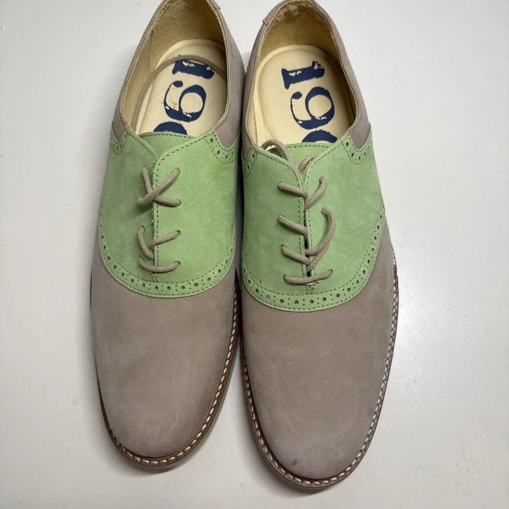 1901 Oxford Shoes Men's 13 M Blue Leather Suede Saddle Shoes Buck Lace Up M23109